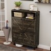 ROOMTEC Farmhouse Shoe Storage Cabinet with Barn Door Design, Freestanding Narrow Shoe Rack Organizer with 2 Flip Drawers for Entryway, Hallway - 3 of 4