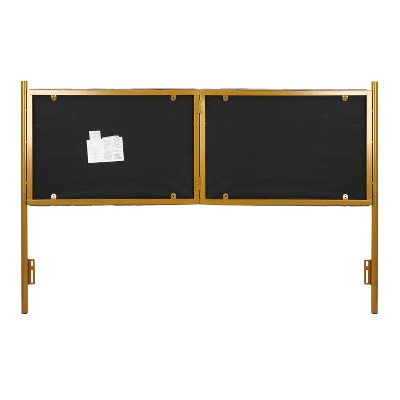 King Gray Velvet Tufted Headboard with Gold Frame