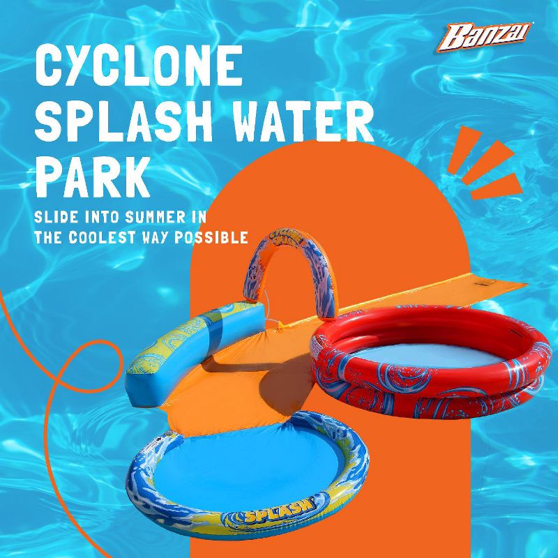 Banzai Cyclone Splash Water Park Outdoor Backyard Inflatable Toy with Sprinkling Slide and Kiddie Pool,, 2 of 7