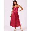 cheibear Women's V Neck Sleeveless Silky Satin Soft Long Nightwear - 4 of 4