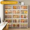 FONTOI 4-Tier Foldable Storage Box with Clear Doors&Wheels, Stackable Storage Container for Bedrooms Living Rooms Office, Beige, 15.35"*56.68"*25.59" - 4 of 4