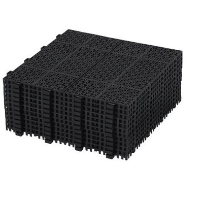 Dolonm 12"x12" Black Interlocking Deck Tiles - Rosette Pattern, 6613 LB Capacity, Waterproof & Anti-Slip