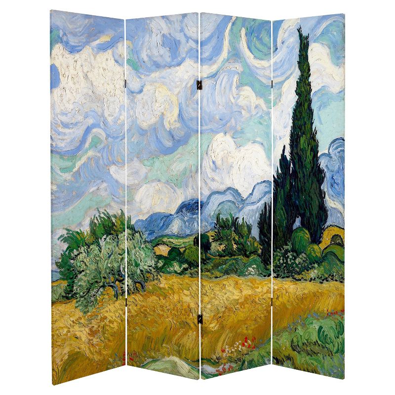 Van Gogh Fine Art Double Sided Room Divider Almond Blossoms and Wheat Field - Oriental Furniture, 4 of 6
