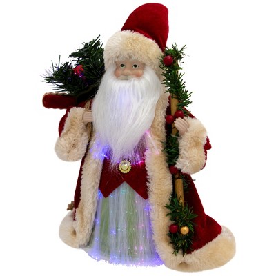 Lighted Color-Changing Fiber Optic Santa Claus Tree Topper - 12"