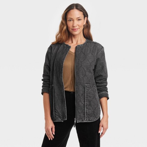 Women's Long Sleeve Quilted Jacket - Knox Rose™ Black Wash M : Target