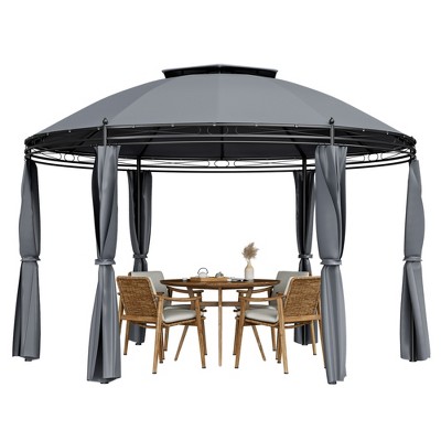 Tangkula 11.5'outdoor Patio Round Dome Gazebo Canopy Shelter Double ...