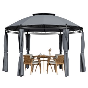 Tangkula 11.5'Outdoor Patio Round Dome Gazebo Canopy Shelter Double Roof Steel Gray - 1 of 4