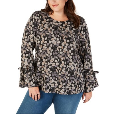Style & Co. Womens Lantern Sleeve Floral Pullover Blouse
