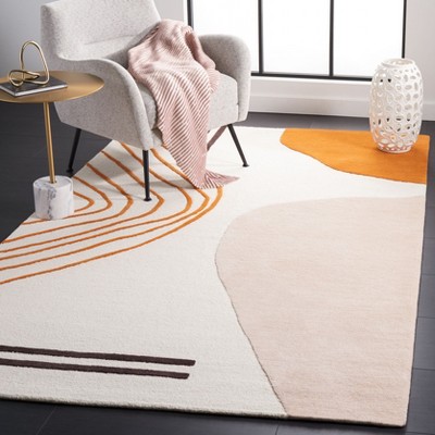 Ivory and Rust Hand-Tufted Wool 4' x 6' Area Rug