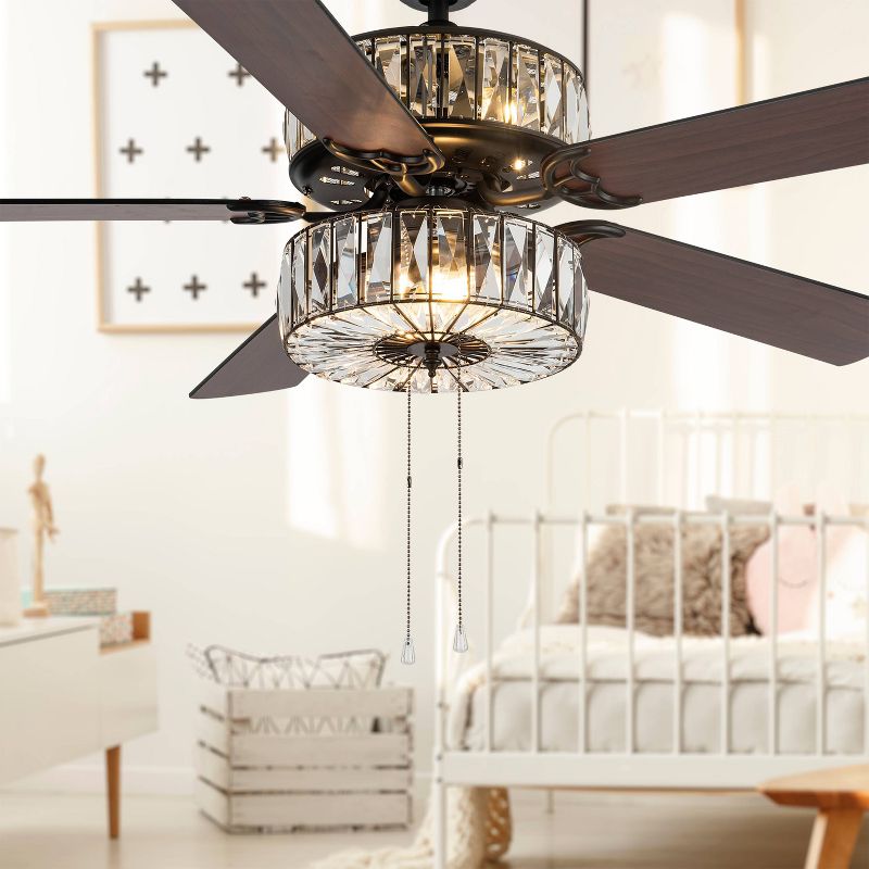 52&#34; LED Caged Crystal Lighted Ceiling Fan - River of Goods, 4 of 13