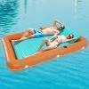 Sunrio Single/Double Inflatable Tanning Pool Lounger Float with Pillow and Drink Holders - 2 of 4