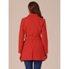INSPIRE CHIC Women's Notch Lapel Double Breasted Belted Mid Long Outwear Winter Coat - 4 of 4