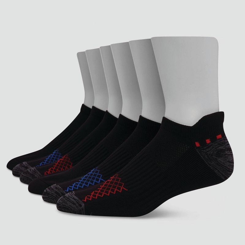 Hanes Premium Men&#39;s X-Temp Performance Heel Shield Socks 6pk - Black, 1 of 5