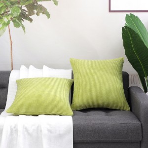 PiccoCasa Soft Corduroy Striped Throw Pillow Case with Zipper 2 Pcs - 1 of 4