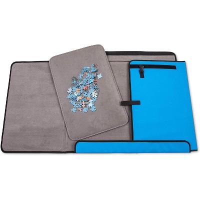 Jumbl 1500-Piece Puzzle Caddy | Portable Jigsaw Puzzle Mat, Organizer, Storage & Travel Case with Non-Slip Felt Surface, [2] Removable Panels for Sorting, Easy Velcro, Folding Design & Carry Handle