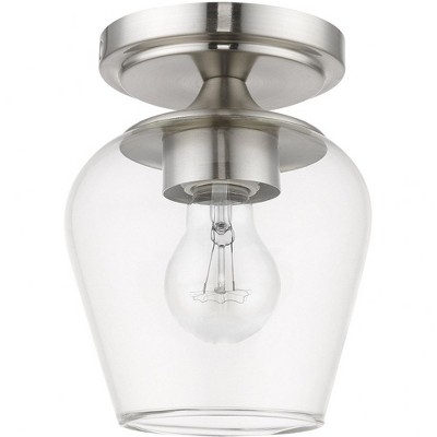 Willow Brushed Nickel 1-Light Indoor/Outdoor Flush Mount with Clear Glass