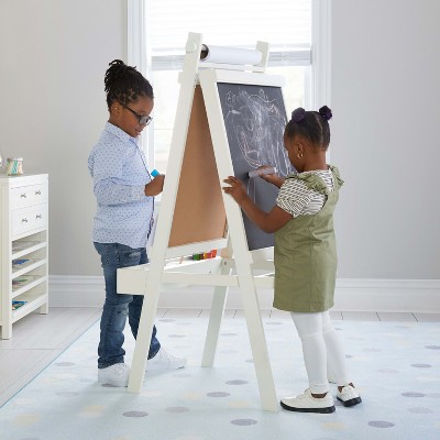 Qaba Art Easel for Kids with Paper Roll, 3 in 1 Toddler Painting Easel with  Blackboard, Whiteboard, Storage Baskets, Green