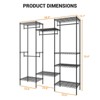 Metal Freestanding Clothing Organizer, Clothing Rack Heavy Duty Clothes Rack with 8 Shelves & 4 Hang Rods, Adjustable Closet Rack - 2 of 4