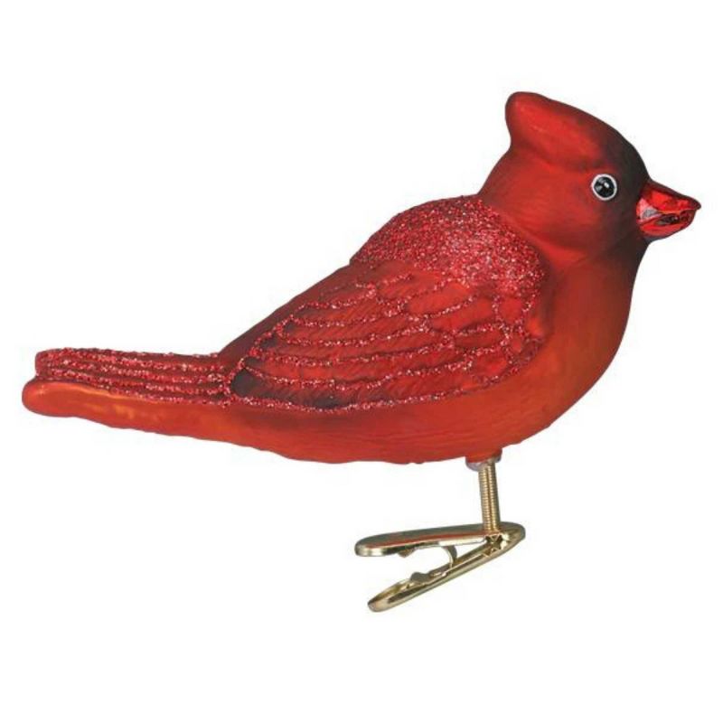 Old World Christmas 2.0 Inch Bright Red Cardinal Ornament Bird Clip-On Tree Ornaments, 1 of 4