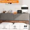 Full Size Bed Frame with Tall Ergonomic Upholstered Headboard, Charging Station & Hidden Storage, 3-Tier Sturdy Metal Platform Bedframe, Easy - 2 of 4