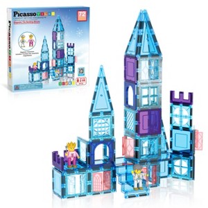PICASSO-TILES Magnetic Tiles for Kids, 72PCS Ice Castle Theme, Construction STEM Building Blocks Educational Toy - 1 of 4