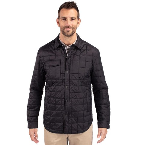 Cutter & Buck Rainier PrimaLoft® Mens Eco Insulated Quilted Shirt Jacket - Black - M