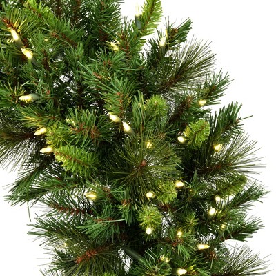 Lush Pine & Ribbon Pre-Lit Christmas Garland - 27in