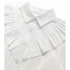 Girls Long Sleeve Ruffle Plaid Shirts Front Button Down Shirts for Girls Waist Knot Plaid Shirts,White - S - 3 of 4