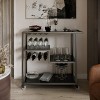 Holly & Martin Zephs Bar Cart - HZ8810 - Gunmetal Gray w/ Black Glass - SEI - 2 of 4