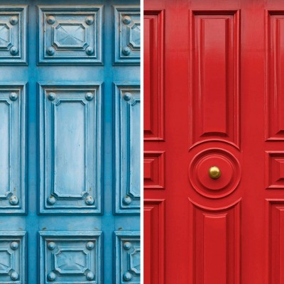 Mediterranean Blue and Red 3-Panel Folding Room Divider