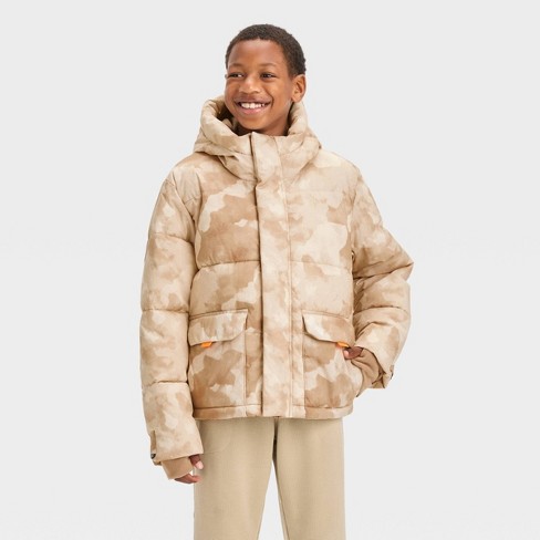 Boys' Puffer Jacket - All In Motion™ Cream XXL