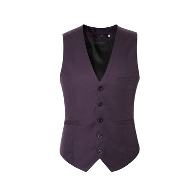 Cloudstyle Mens V-Neck Dress Suit Business Casual Suit Vest Waistcoat 5 Button Slim Fit