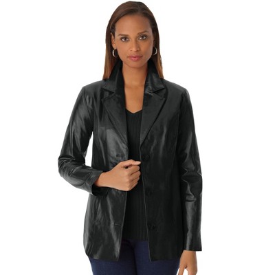 Jessica London Women's Plus Size Leather Blazer