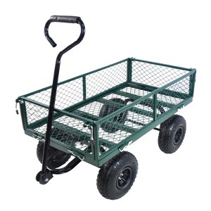 VisioGear Portable Beach Wagons with Wheels, Portable Carts with Adjustable Handle, Green, 40.55"*19.48"*40.15" - 1 of 4