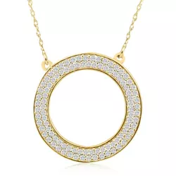 Pompeii3 5/8Ct Pave Round Cut Diamond Circle Pendant White or Yellow Gold Necklace 3/4"