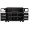 YOOCOZZ Kitchen Island with Drop Leaf, Cross Barn Doors+Glass Door, 4 Door Shelves, Power Outlet, 4-Wheel Rolling Cart - 3 of 4