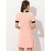 Allegra K Women's Vintage Work Contrast Color Short Sleeve Fit and Flare Dress - 4 of 4