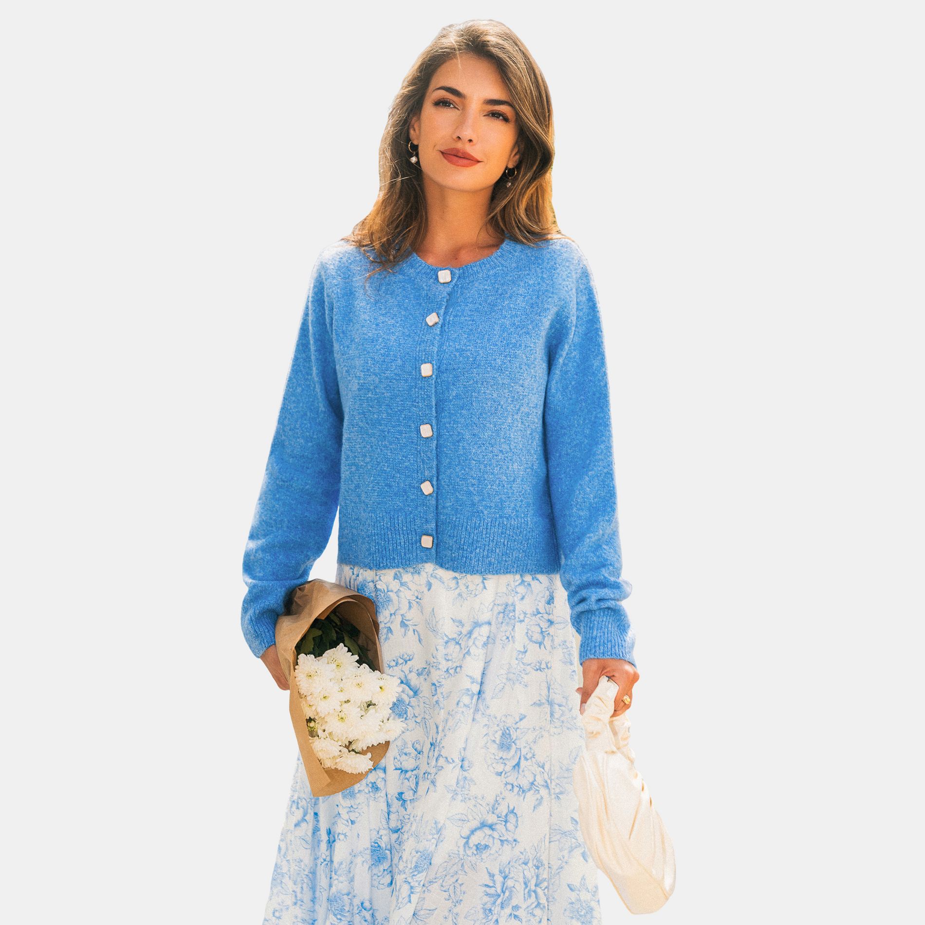 Women's Cozy Blue Button-Up Knit Cardigan - Cupshe-XL-Blue