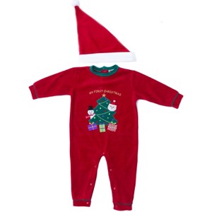 Just Love Christmas Coverall for Baby & Infant with Matching Santa Hat - 1 of 2