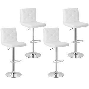 VECELO Set of 2/4 PU Leather Adjustable Bar Stools, Swivel Counter Chairs with Back - 1 of 4