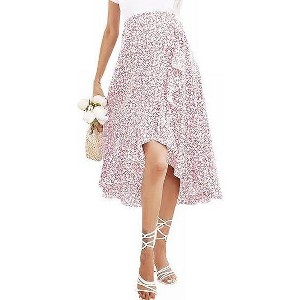 Clearlove Women's High Waist Lrregular Skirts Ruffled Tiered Casual A Line Swing Boho Skirts for Women - 1 of 2