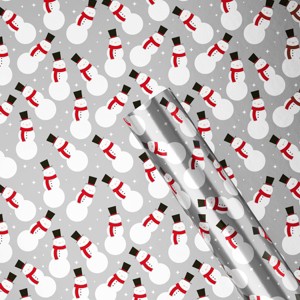 30” 25 sq ft Christmas Roll Wrap Snowman on Silver - Wondershop™ - 1 of 3