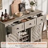 Farmhouse Buffet Cabinet with Storage, Sideboard with 3 Drawer, Reversible Wine Rack and Adjustable Shelf, Coffee Bar for Dining Room, Kitchen - 3 of 4