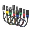 Clef Audio Labs XLR Male to XLR Female, Black Zinc Alloy Shell/5 Color Braided - 1FT - 5PK - 2 of 4