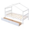 CAVINAS Twin/Full Size House Bed Frame with Drawers,Solid Wood Floor Bed for Kids Room,Bedroom - 4 of 4