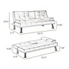Convertible Futon Sofa Bed,Faux Leather Upholstered Sleeper Sofa Bed,Folding Lounge Couch with Cup Holders & Removable Armrests for Living Room - 3 of 4