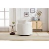 APRILSOUL White 360° Swivel Accent Chair, Solid Wood Frame, 350 lbs Capacity, Sleek Curved Backrest, Modern Barrel Design - 4 of 4