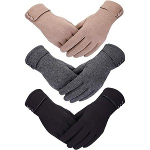 Zuppad 3 Pairs Womens Gloves Winter Touchscreen Texting Phone Windproof Gloves Warm Fleece Lined Cold Weather - 1 of 4