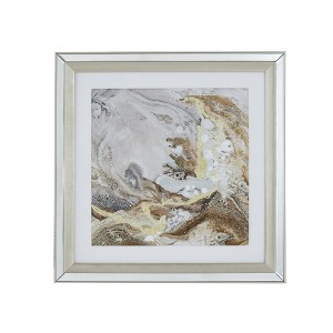 SEVOBAL Wall Art Perryman Crystal Mirror Framed Polished Golden Accent Decor for Elegant Living Room, Multicolored, 26.8"*26.8"*3.1" - 1 of 4