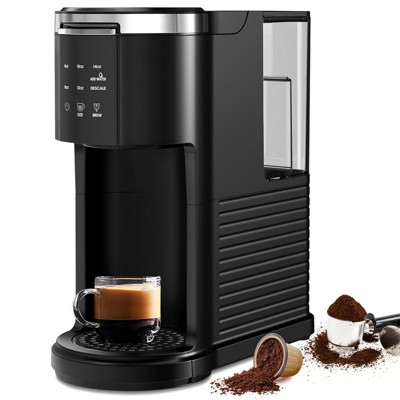 R.W.FLAME Single Serve Coffee Maker, Coffee Brewer for K-Cups Pods and Ground Coffee, Capsule Coffee Machine with 40 oz Water Tank, Black